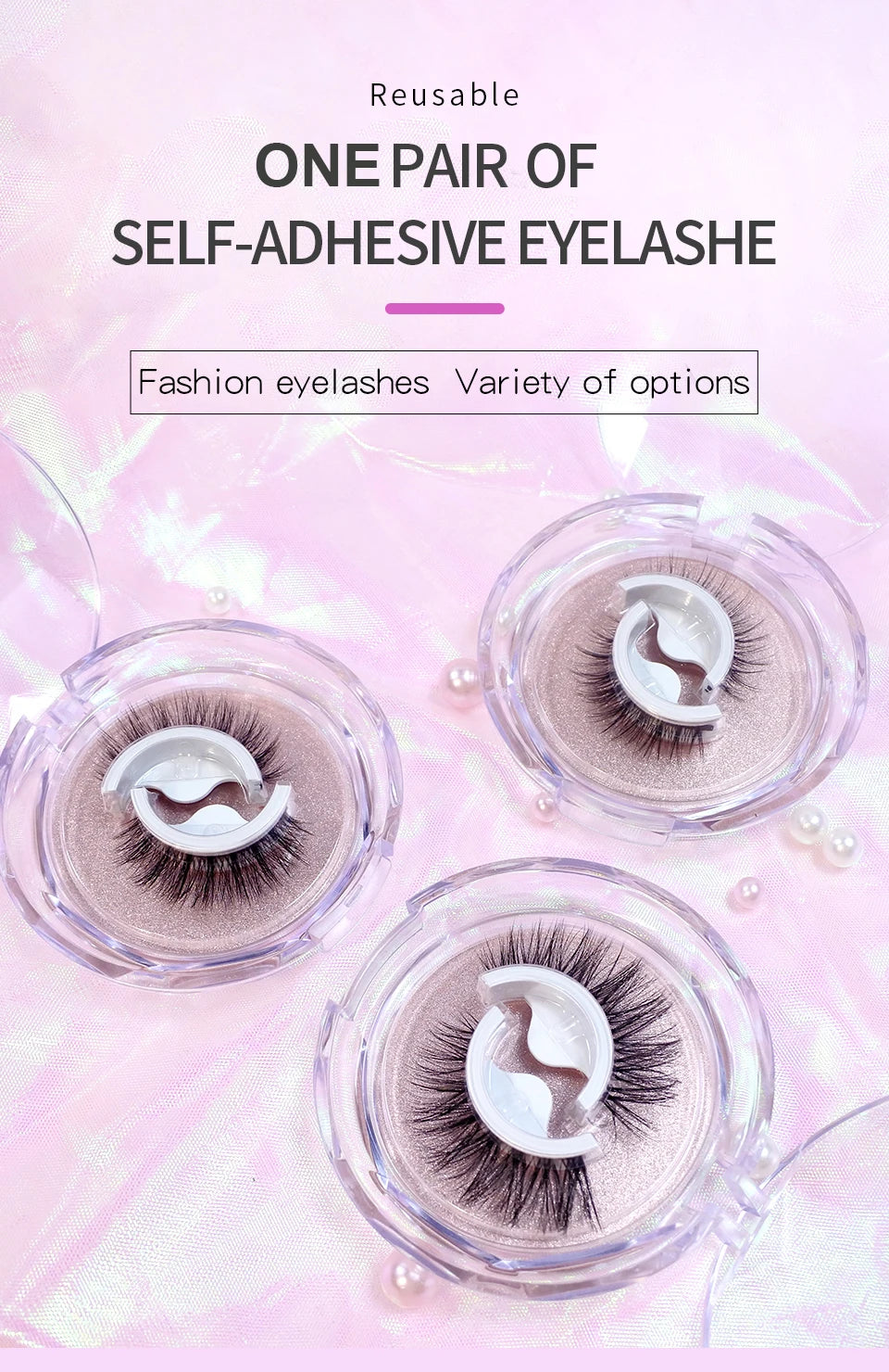 Self Adhesive Eyelashes Glue-Free Reusable 3d Wispy Thick Natural Lashes Makeup Fake Eyelashes