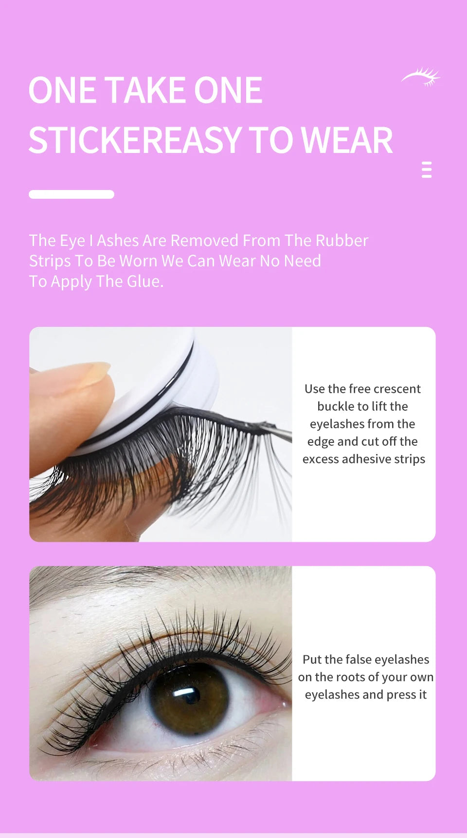 Self Adhesive Eyelashes Glue-Free Reusable 3d Wispy Thick Natural Lashes Makeup Fake Eyelashes