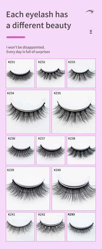Self Adhesive Eyelashes Glue-Free Reusable 3d Wispy Thick Natural Lashes Makeup Fake Eyelashes