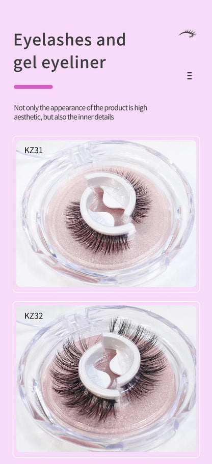 Self Adhesive Eyelashes Glue-Free Reusable 3d Wispy Thick Natural Lashes Makeup Fake Eyelashes