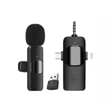 4 in 1 Professional Wireless Lavalier Microphone for IPhone/iPad/Android/Smartphone/Camera/Computer for Interviews Video Podcast