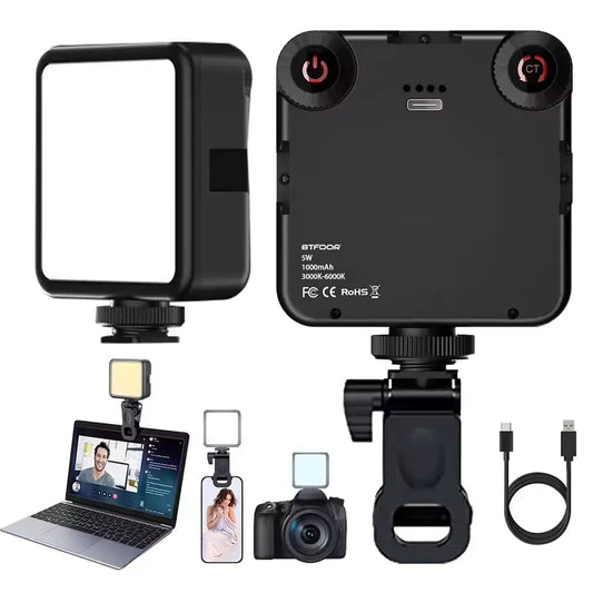 LED Clip Video Light Portable Photography On-Camera 3000K-6000K Bi-Color Lighting Cold Shoe For DSLR Camera Camcorder Gopro Vlog