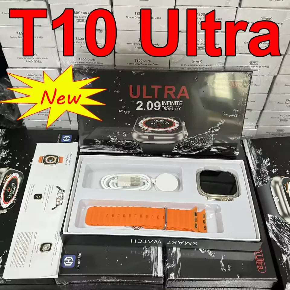 New Watch T10 Ultra Smart Watch Men 49mm 2.09Inch NFC Women GPS Track Bluetooth Call BT Music Games Wireless Charging Smartwatch