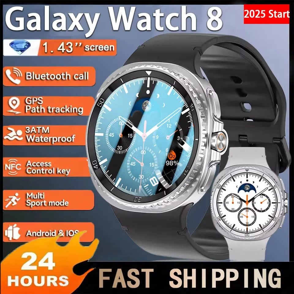 For Galaxy Watch 8 Ultra Classic GPS Compass NFC SmartWatch 46mm Clone Version AMOLEL BT Call 3ATM Galaxy 7 Upgraded Smartwatch