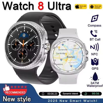 For Galaxy Watch 8 Ultra Classic GPS Compass NFC SmartWatch 46mm Clone Version AMOLEL BT Call 3ATM Galaxy 7 Upgraded Smartwatch