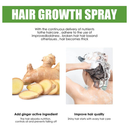 Natural Ginger Hair Growth Spray Hair Roots Fast Grow Anti Hair Loss Serum Liquid Scalp Damaged Treatment Repair Beauty Health